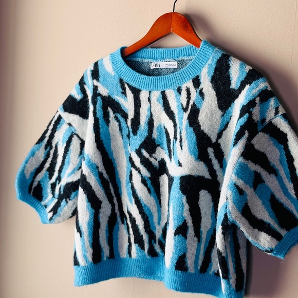 Zara Zebra Print Short Sleeves Sweater - Picture 6 of 9